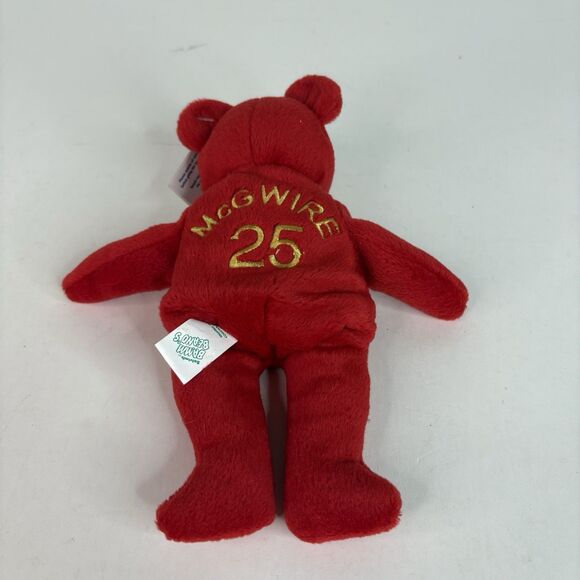 Mark McGwire 1998 Salvino's Bamm Beano's #25 Red Plush Beanie Bear 8in Vintage - Picture 2 of 8